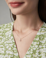 Load image into Gallery viewer, Droplet Pearl Diamond Necklace Solid 14K Gold
