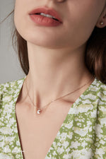 Load image into Gallery viewer, Gentle Moon Mother of Pearl Diamond Necklace Solid 14K Gold
