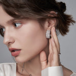 Load image into Gallery viewer, Lacy Beaded CZ Diamond Earrings 18K Gold Over Sterling Silver

