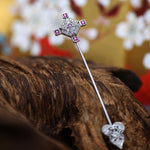 Load image into Gallery viewer, Art Deco Style Arrow Cross Jabot Stick Pin Brooch
