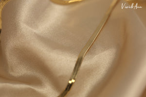 Solid 18K Gold Herringbone Chain Necklace