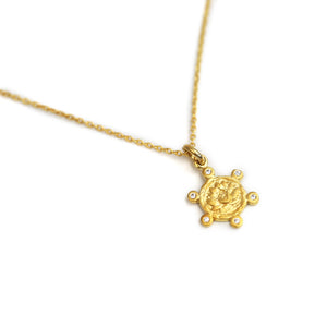 Lotus Coin Necklace 18K Gold Over Sterling Silver