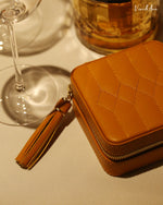 Load image into Gallery viewer, Orange Leather Travel Jewelry Case
