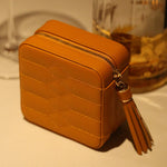 Load image into Gallery viewer, Orange Leather Travel Jewelry Case
