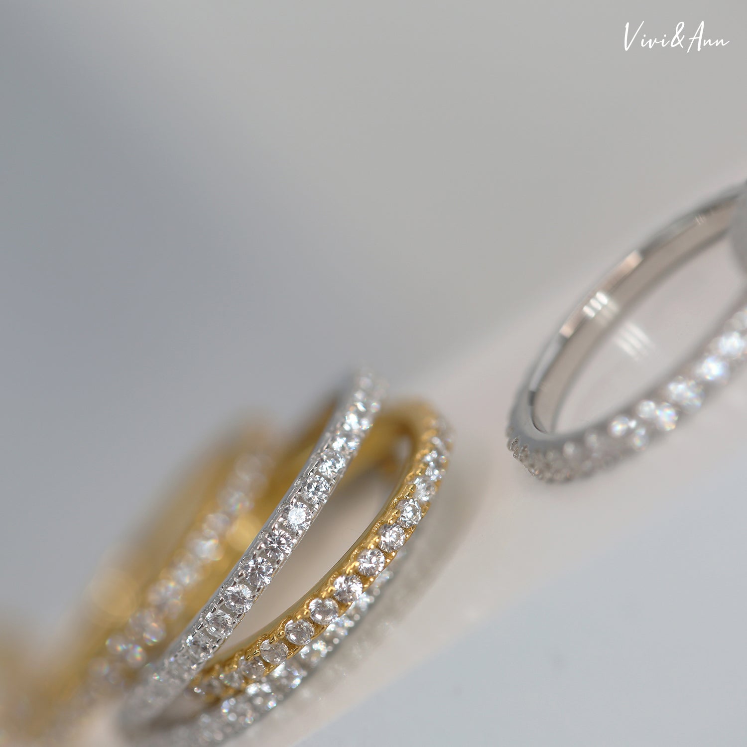 Diamond Eternity Band 18K Gold Over Sterling Silver