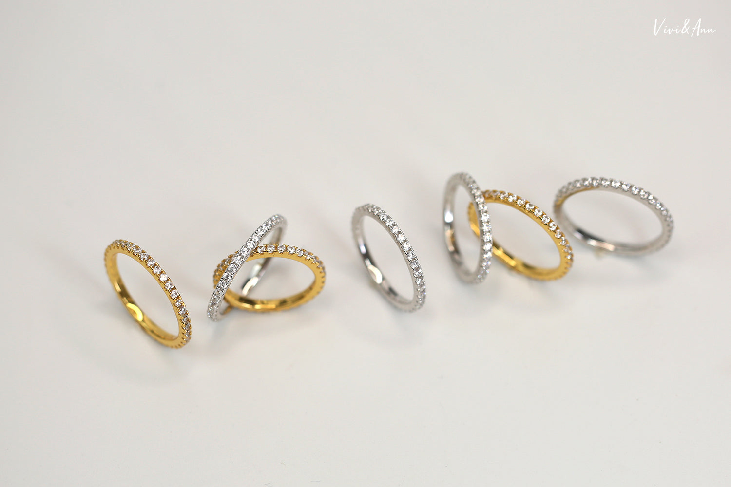 Diamond Eternity Band 18K Gold Over Sterling Silver
