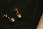 Load image into Gallery viewer, Signature Floral Akoya Pearl Stud Earrings 14K Gold
