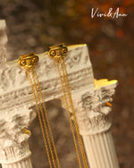 Load image into Gallery viewer, Designer Ancient Greek/Roman Ionic Order Columns Long Dangling Earrings
