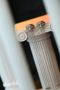 Designer Ancient Greek/Roman Ionic Order Columns Long Dangling Earrings