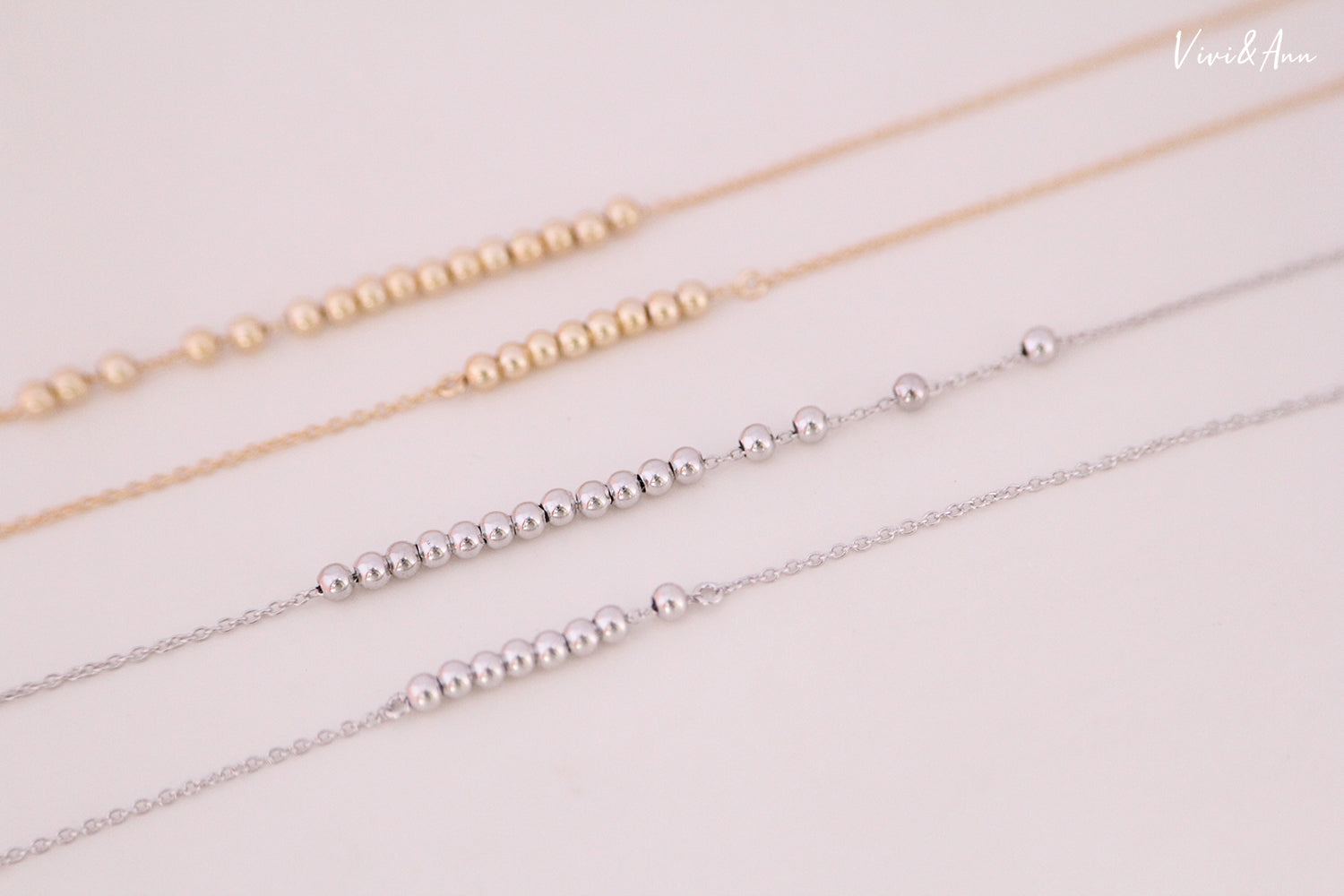 Tiny Beads Spheres Necklace and Bracelet Set 18K Gold Over Sterling Silver