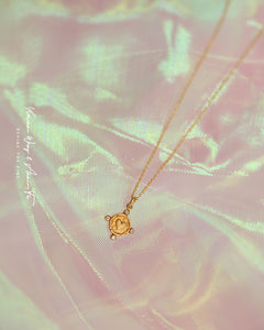 Yellow gold heart-shape coin necklace