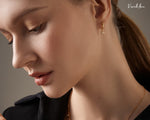 Load image into Gallery viewer, Bezel Drop 0.25CT Triangular CZ Diamond Huggie Hoop Earrings 18k gold plated Sterling Silver
