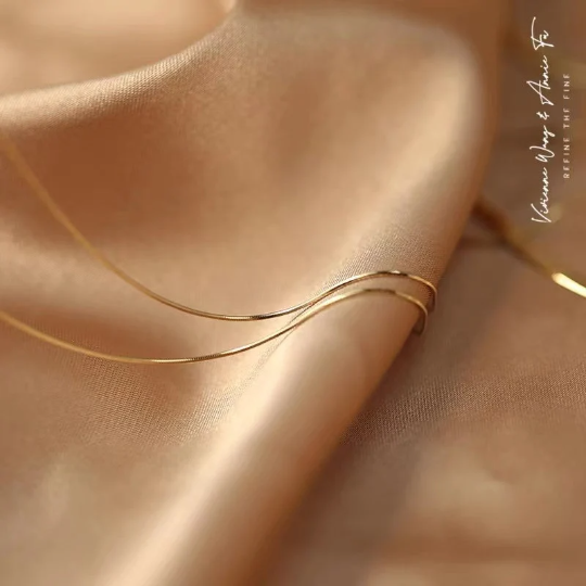 Solid 18K Gold Ultra Fine Thin Necklace Chain Vivi Ann