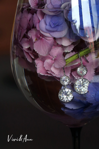 Victorian Style Big Diamond Double Drop Earrings