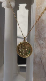Load and play video in Gallery viewer, Signature Egyptian Revival Scarab Gold Coin Necklace
