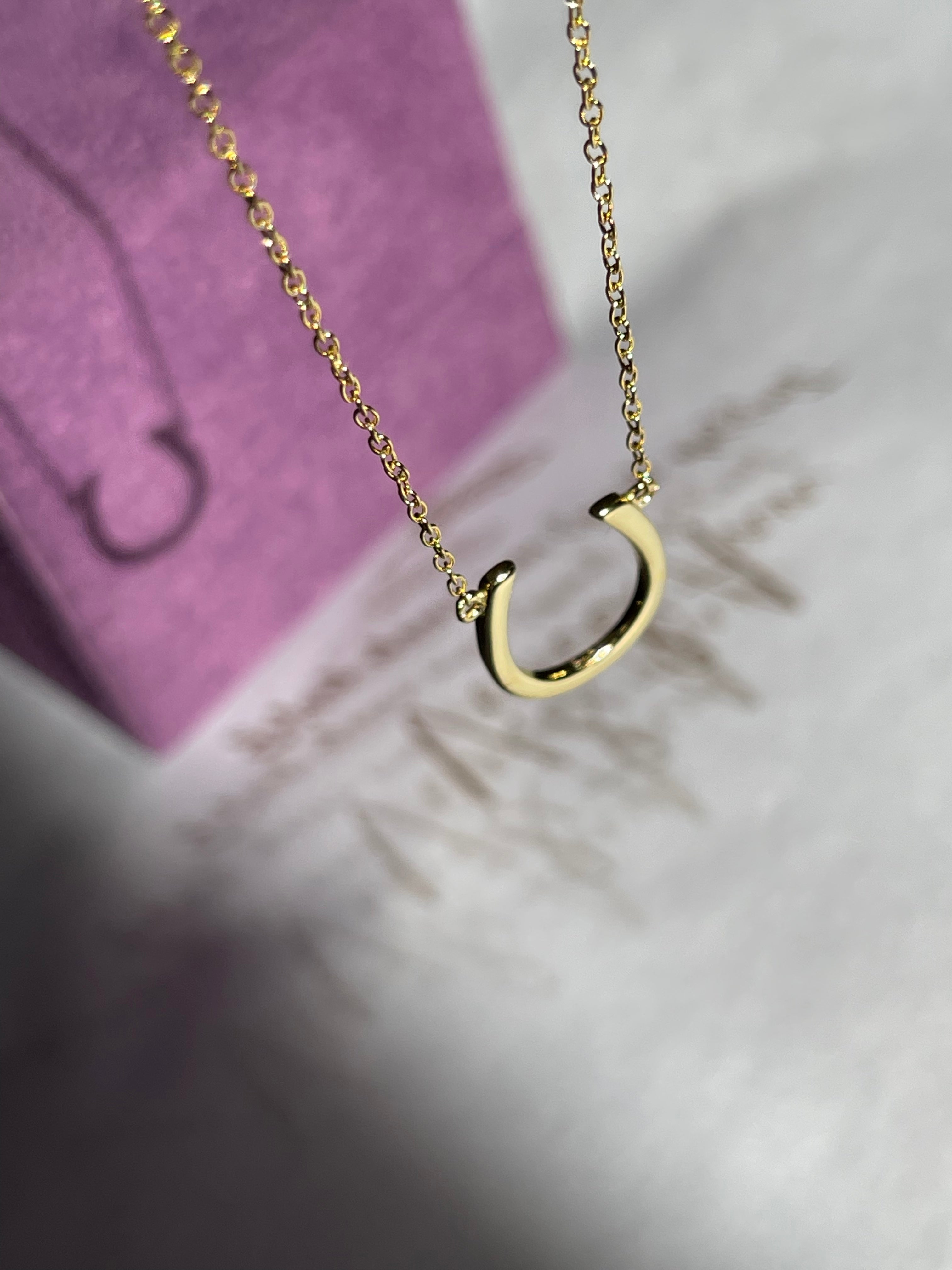 Lucky Horseshoe Necklace 18K Yellow Gold over Sterling Silver